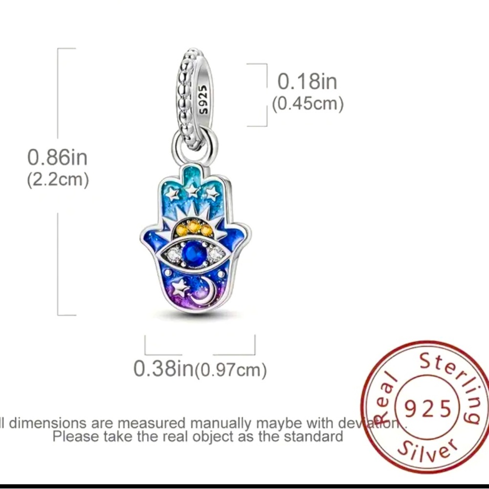 🪬925 Sterling Sun, Moon & Evil Eye Charm For Pandora Bracelets & Most Others-NEW - Picture 3 of 5